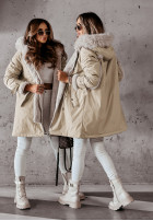 Jacke parka z futerkiem Keep It Cozy Beige