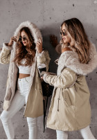 Jacke parka z futerkiem Keep It Cozy Beige