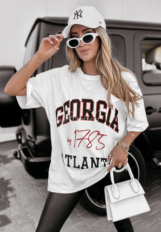 T-Shirt mit Print Georgia Atlanta Weiß