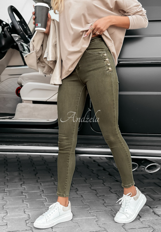 Jeanshose skinny mit Knöpfen Girl In Jeans Khaki