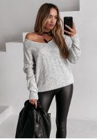 Jumper z dekoltem Hot Tea in grey
