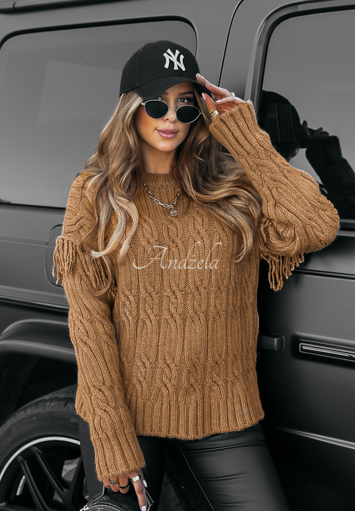 Pullover mit dekorativem Strickmuster Sweet Honey Camel