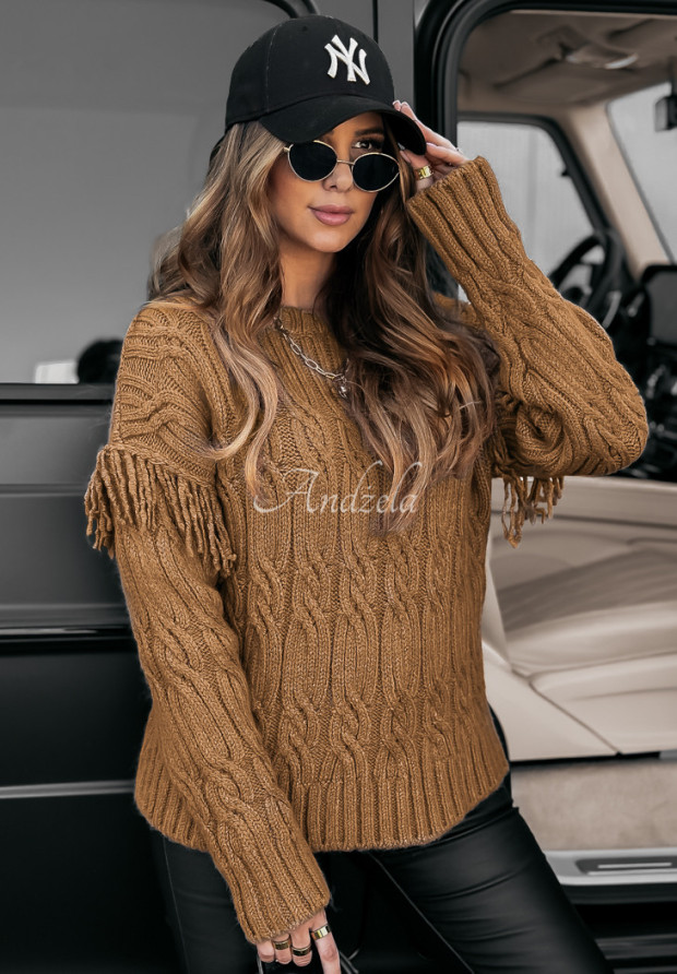Pullover mit dekorativem Strickmuster Sweet Honey Camel