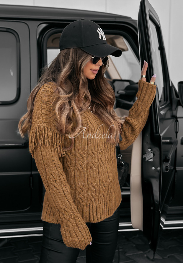 Pullover mit dekorativem Strickmuster Sweet Honey Camel