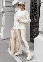 Pullover z ozdobnym splotem Coffee Time Ecru