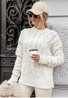 Pullover z ozdobnym splotem Coffee Time Ecru