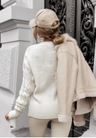 Pullover z ozdobnym splotem Coffee Time Ecru