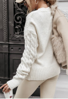 Pullover z ozdobnym splotem Coffee Time Ecru