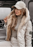 Krótka Pikowana Jacke z futerkiem Autumn Months Beige