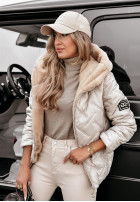 Krótka Pikowana Jacke z futerkiem Autumn Months Beige