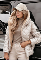 Krótka Pikowana Jacke z futerkiem Autumn Months Beige