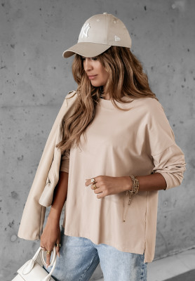 Bluse mit Ausschnitt Make It Simple Beige