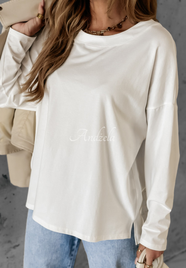 Bluse mit Ausschnitt Make It Simple Ecru