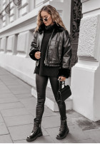 Jacke Aus Lederimitat z futerkiem Shopaholic Schwarz