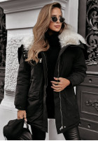 Jacke parka z futerkiem Cool Time Schwarz