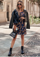 Kwiecista Dress z falbankami Flora Fantasia in blue