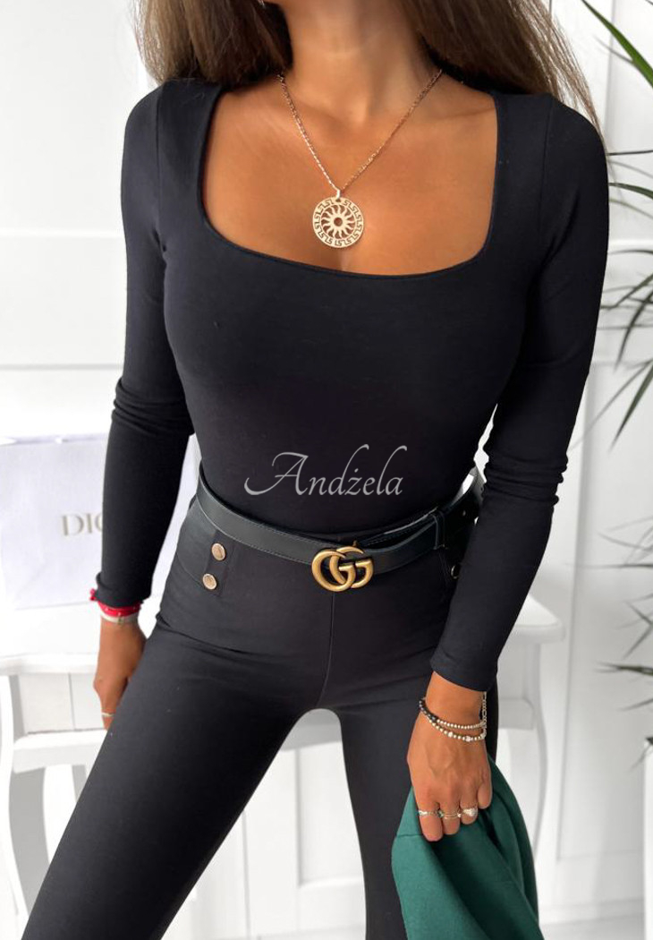 Blouse with square neckline Te Amo black