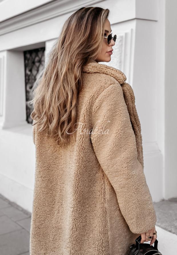 Langer doppelseitiger Mantel aus Schaffellimitat Winter Ice Camel