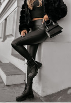 Leggings Aus Lederimitat What’s Your Number Schwarz