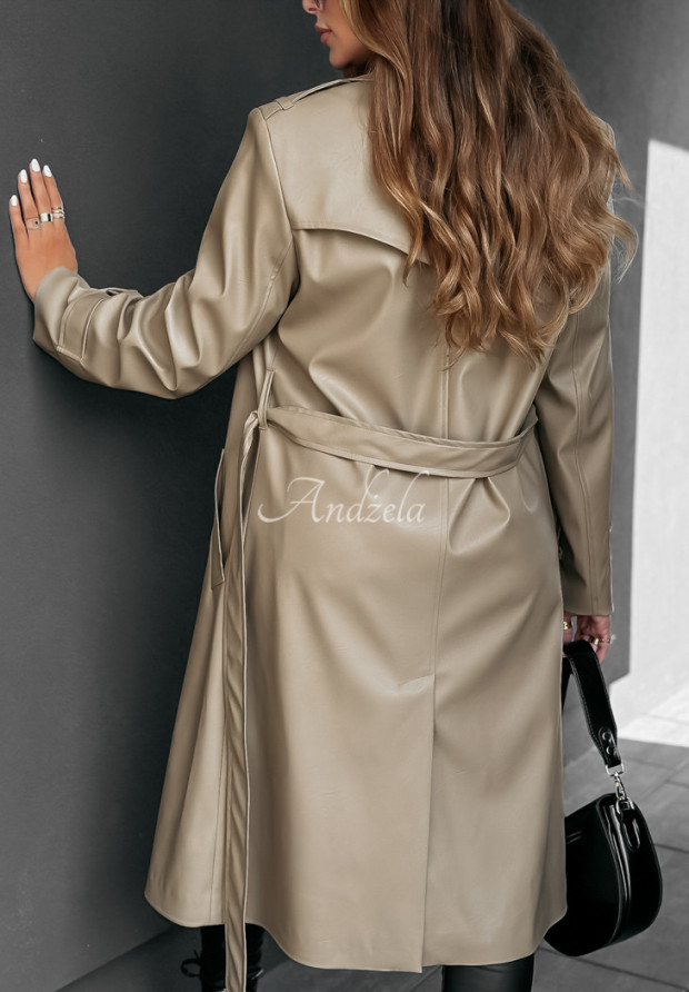 Langer Mantel aus Lederimitat Fall Into Style Beige