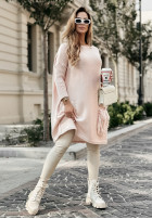 Pullover Kleid oversize z frędzlami Hot Tea Puderrosa