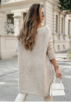 Pullover Kleid oversize z frędzlami Hot Tea Beige
