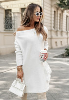 Pullover Kleid oversize z frędzlami Hot Tea Ecru