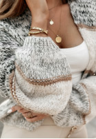 Krótki Cardigan oversize w paski Caswell in grey