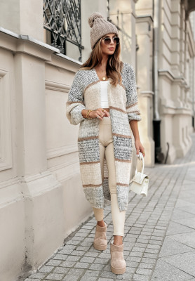Langer gestreifter Oversize Cardigan Caswell Grau