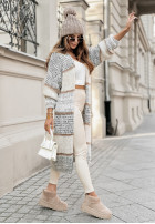 Długi Cardigan oversize w paski Caswell in grey