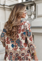 Wzorzysta Dress z falbankami Telleri in beige