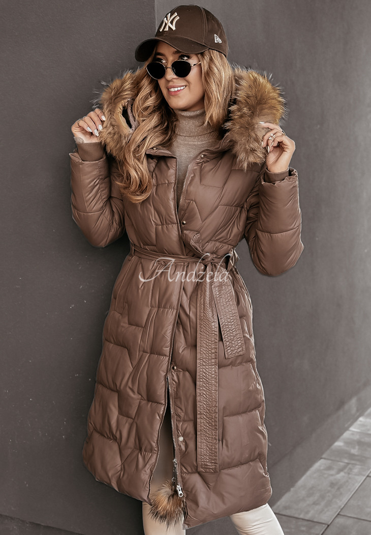 Steppjacke mit Fell Frostbite Schokoladenbraun