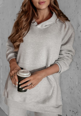 Sweatshirt mit Tasche und Kapuze Siempre Grau Melange II