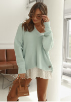 Pullover oversize z dekoltem Marshmallow Touch Himmelblau