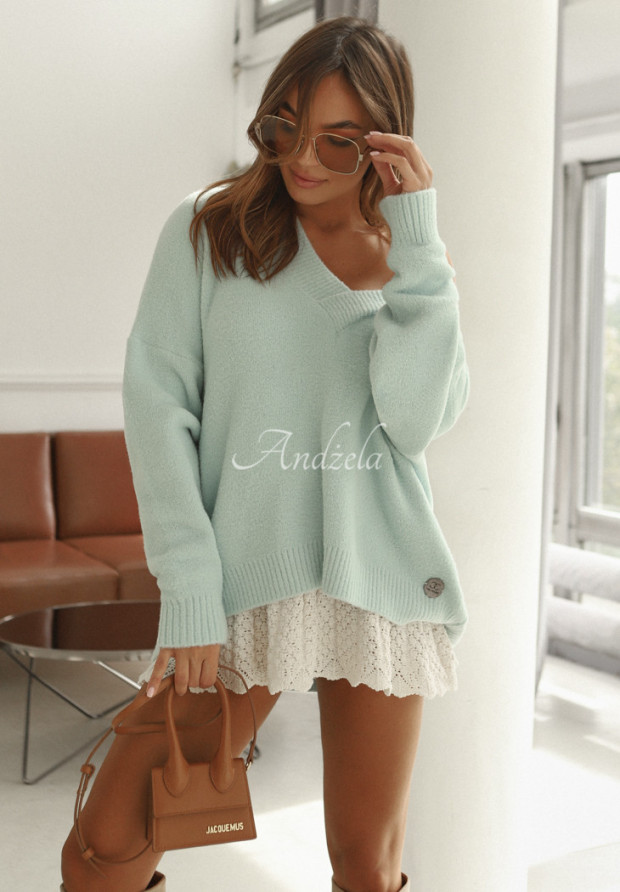 Oversize-Pullover mit Ausschnitt Cocomore Marshmallow Touch Himmelblau