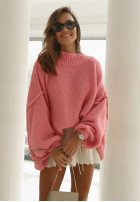 Jumper oversize z bufkami Corazon in pink
