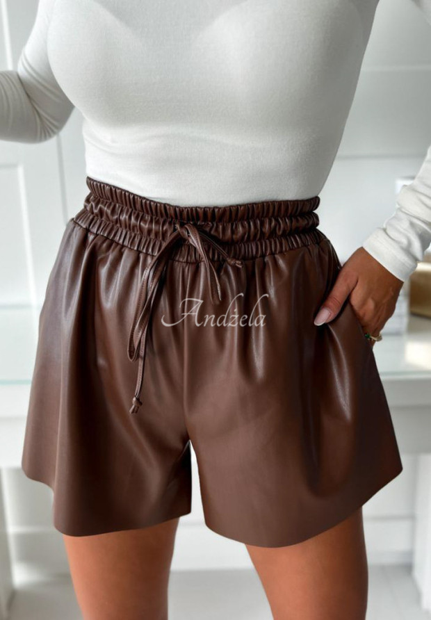 Shorts aus Lederimitat Dangerous Woman Schokoladenbraun