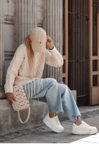 Ozdobnie pleciony Jumper z frędzlami Menville in ecru