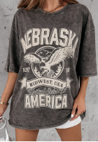 T-Shirt mit Aufdruck Nebraska Grau