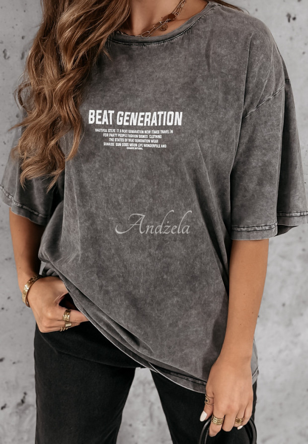 T-Shirt mit Aufdruck Beat Generation Grau