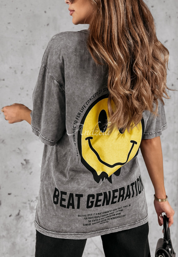 T-Shirt mit Aufdruck Beat Generation Grau