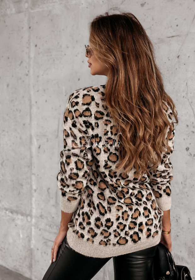 Pullover mit Leopardenmuster Kubali Beige