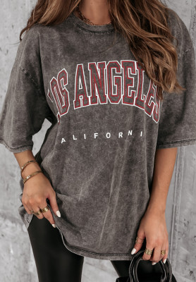 T-Shirt mit Aufdruck Los Angeles California Grau