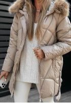 Pikowana Jacke z futerkiem Polar Bear Beige