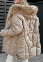 Pikowana Jacke z futerkiem Polar Bear Beige