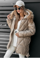 Pikowana Jacke z futerkiem Polar Bear Beige