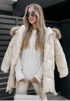 Pikowana Jacke z futerkiem Polar Bear Beige