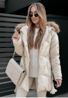 Pikowana Jacke z futerkiem Polar Bear Beige