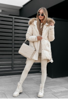 Pikowana Jacke z futerkiem Polar Bear Beige