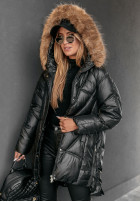 Pikowana Jacke z futerkiem Polar Bear Schwarz